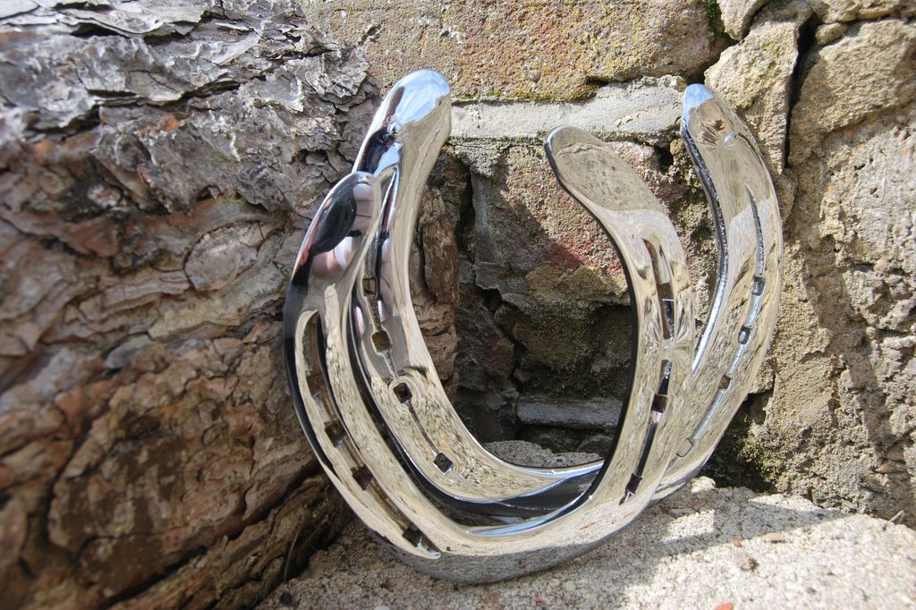 A completed horse shoe dipped in chrome by Ashford Chroming