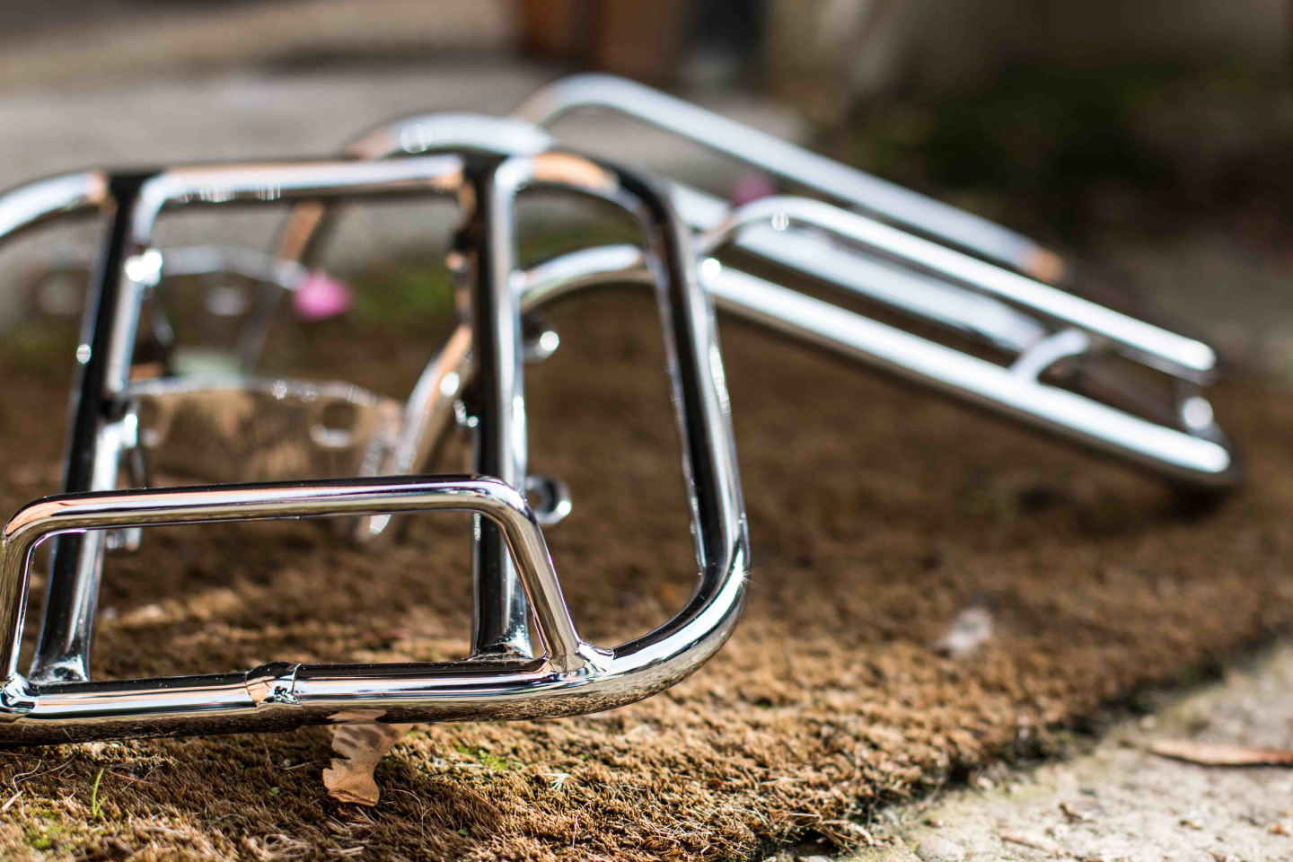 Picture of a rechromed scooter rack.